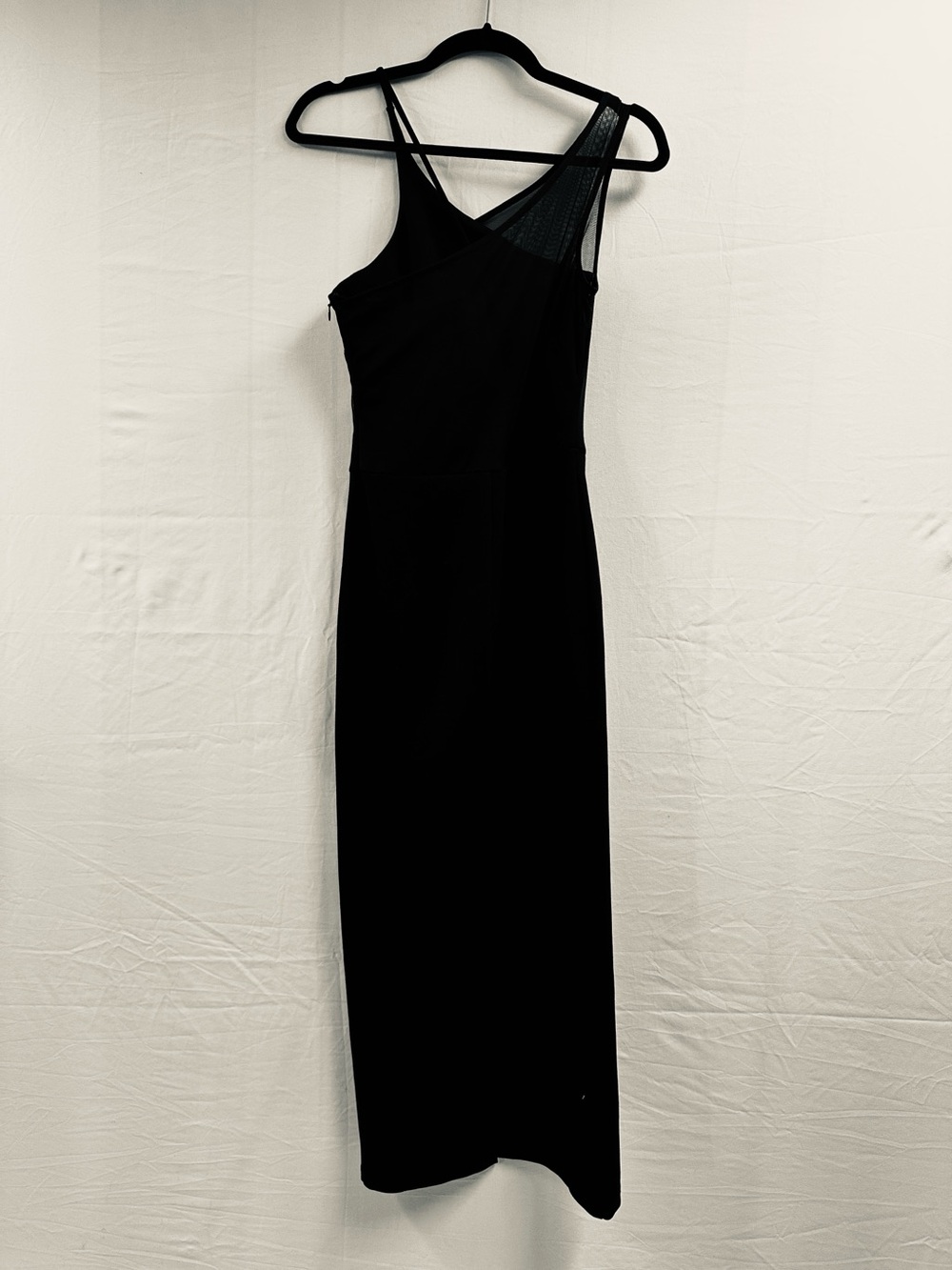 Marcella Vivica Black One-Shoulder Mesh Insert Midi Dress - Picture 9 of 9